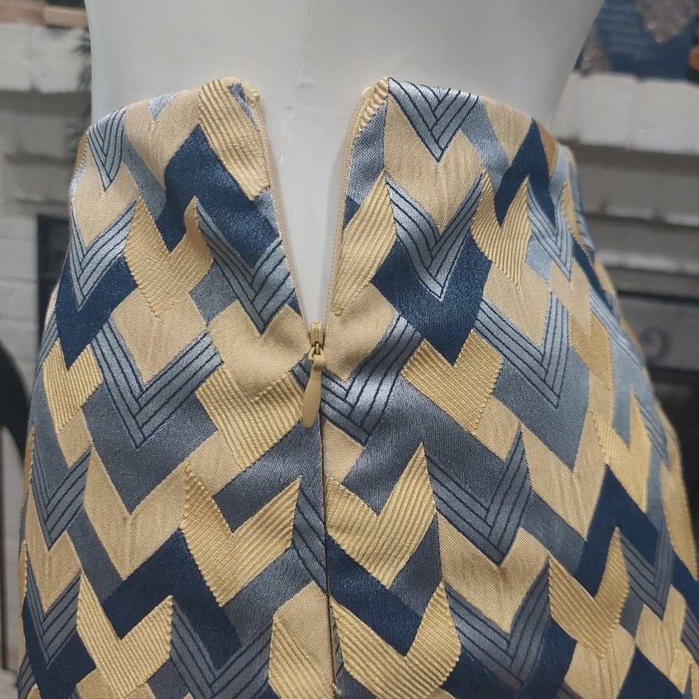 Max Sudio Chambray Jacquard Pencil Modern Career Skirt  Women's Size 8 - Picture 6 of 7